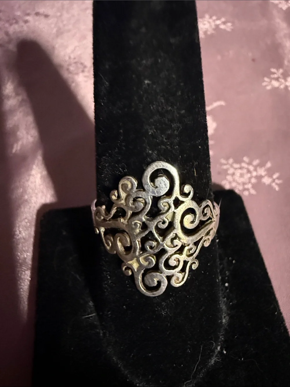 Intricate Filigree Openwork sterling Silver Ring - Elegant Swirl Design